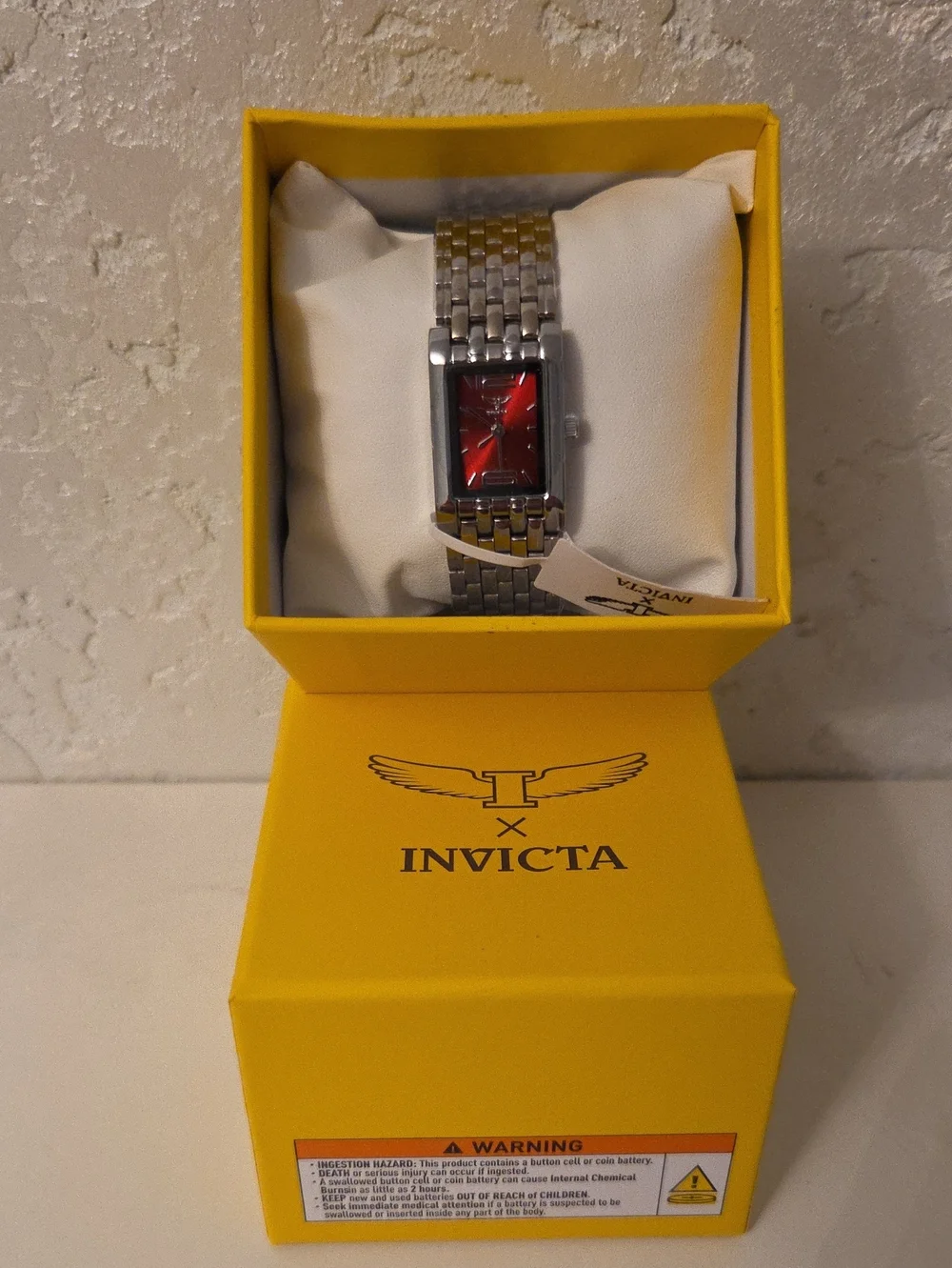 Invicta Stainless Steel Bracelet Watch with Red Dial
